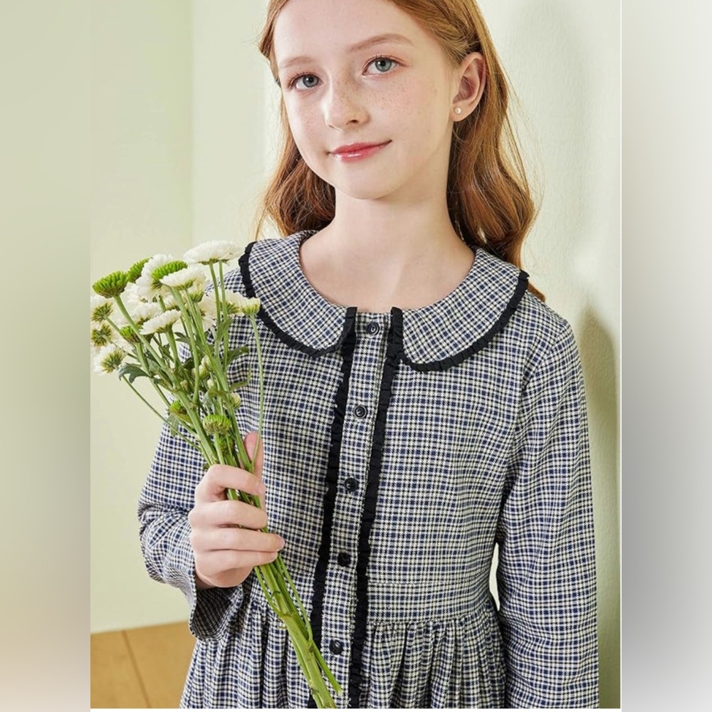 Solocote , Blue Plaid Classic‎ Vintage Style School Dress